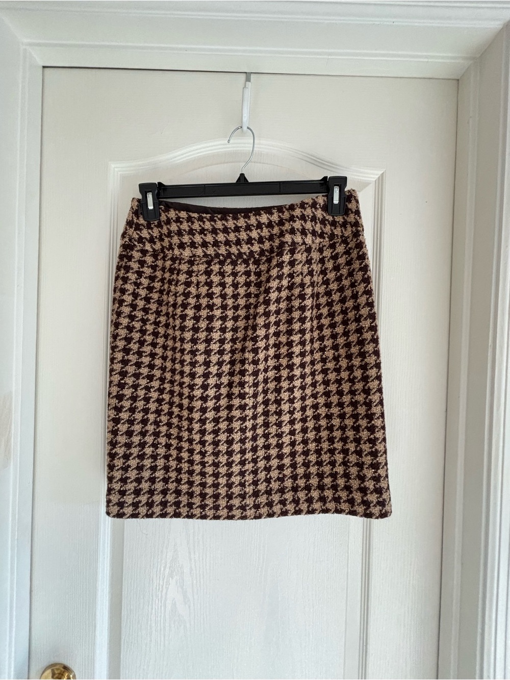 Ann Taylor sz 6 brown beige Houndstooth skirt boucle textured classic preppy - Picture 3 of 11